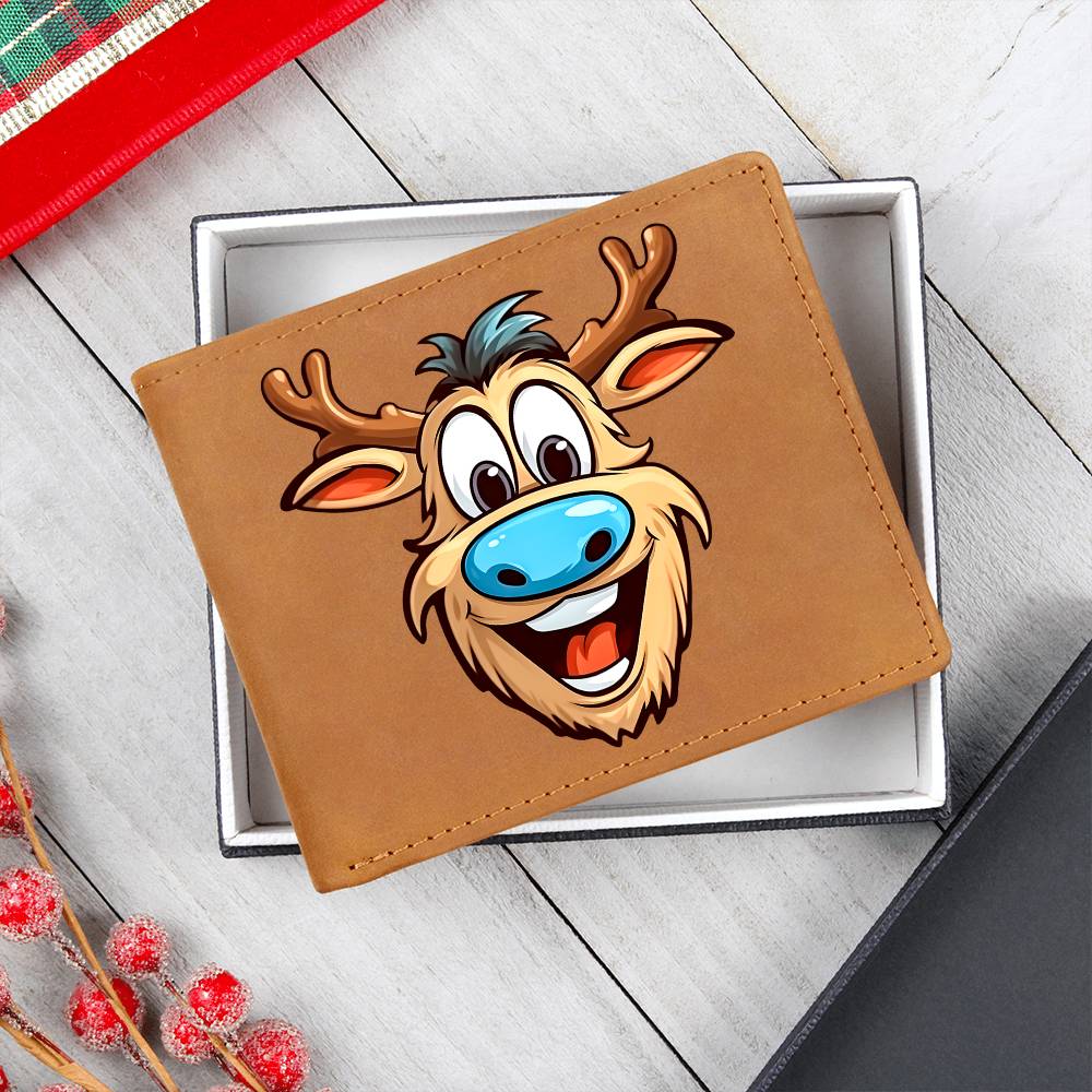 Funny Reindeer Face 14 - Leather Wallet