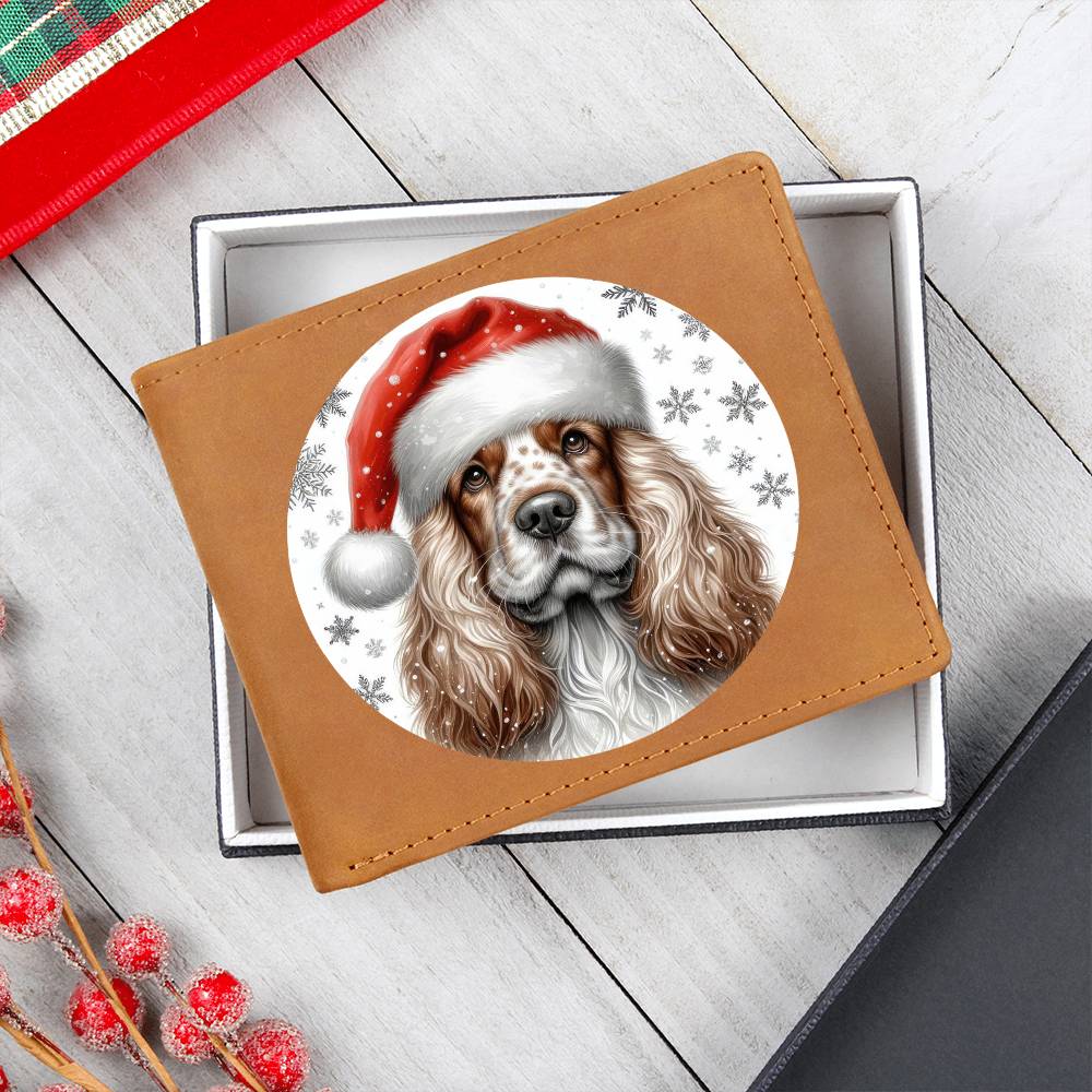 Christmas Dog - Clumber Spaniel - Leather Wallet