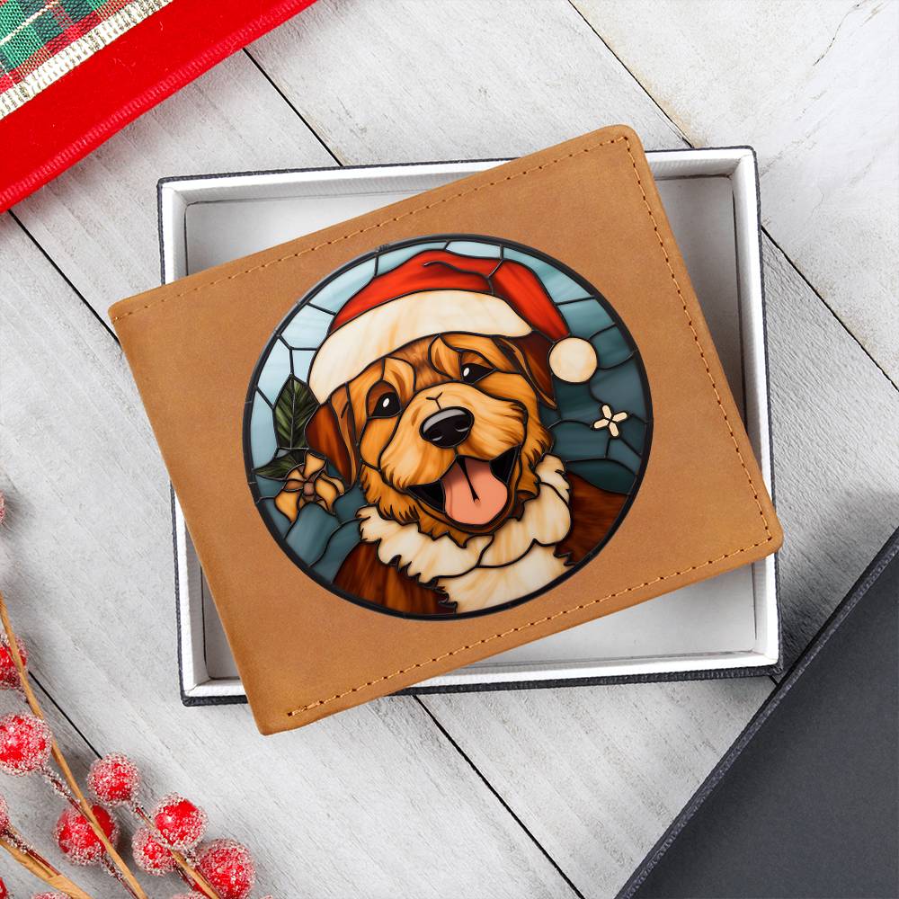 Dog Stained Glass Christmas Design 011 - Leather Wallet