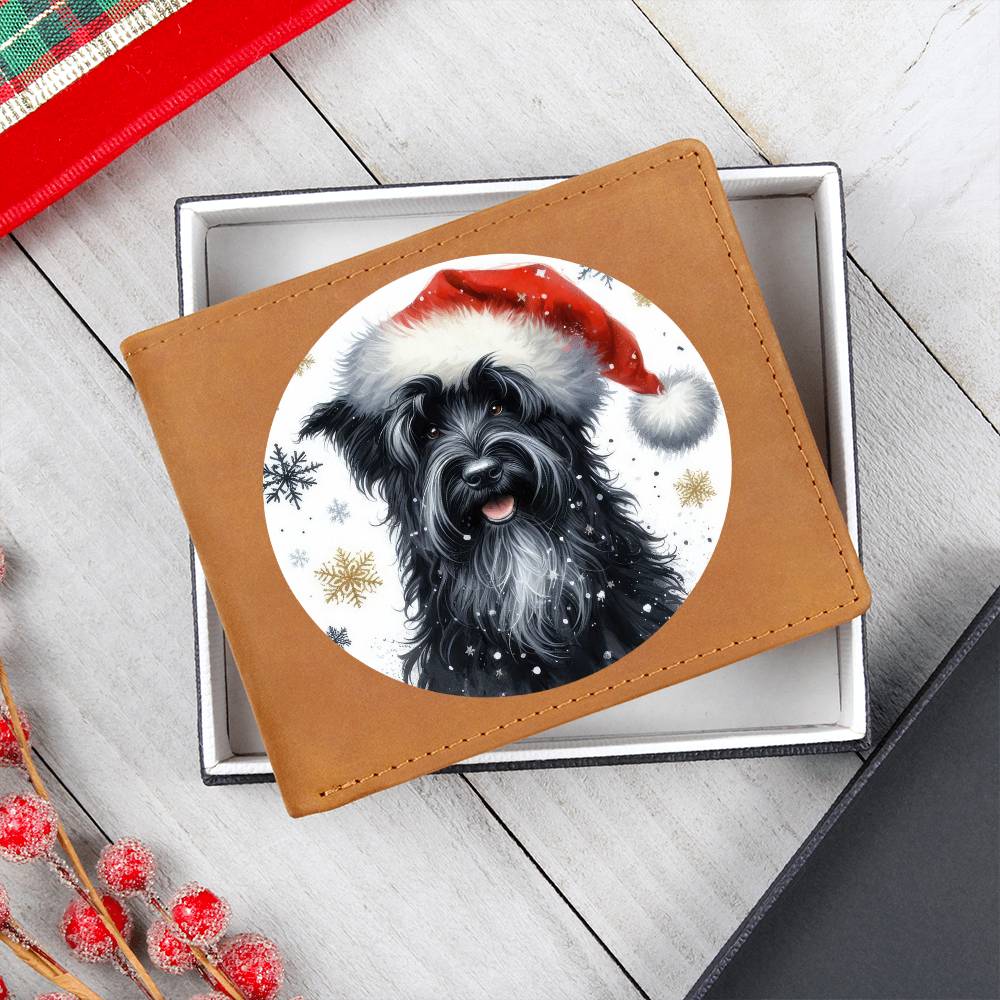 Christmas Dog - Black Russian Terrier - Leather Wallet