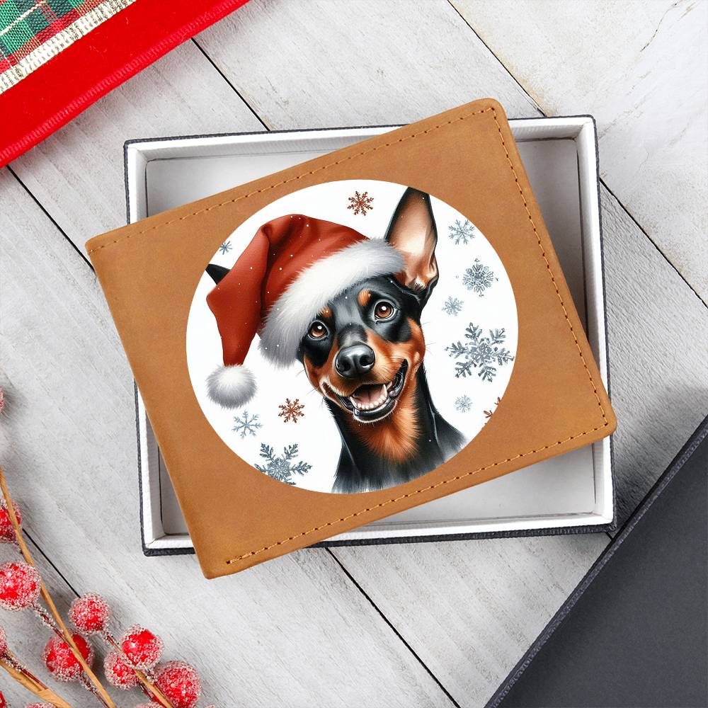 Christmas Dog - German Pinscher - Leather Wallet
