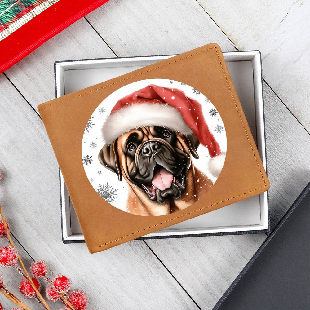 Christmas Dog - Mastiff - Leather Wallet
