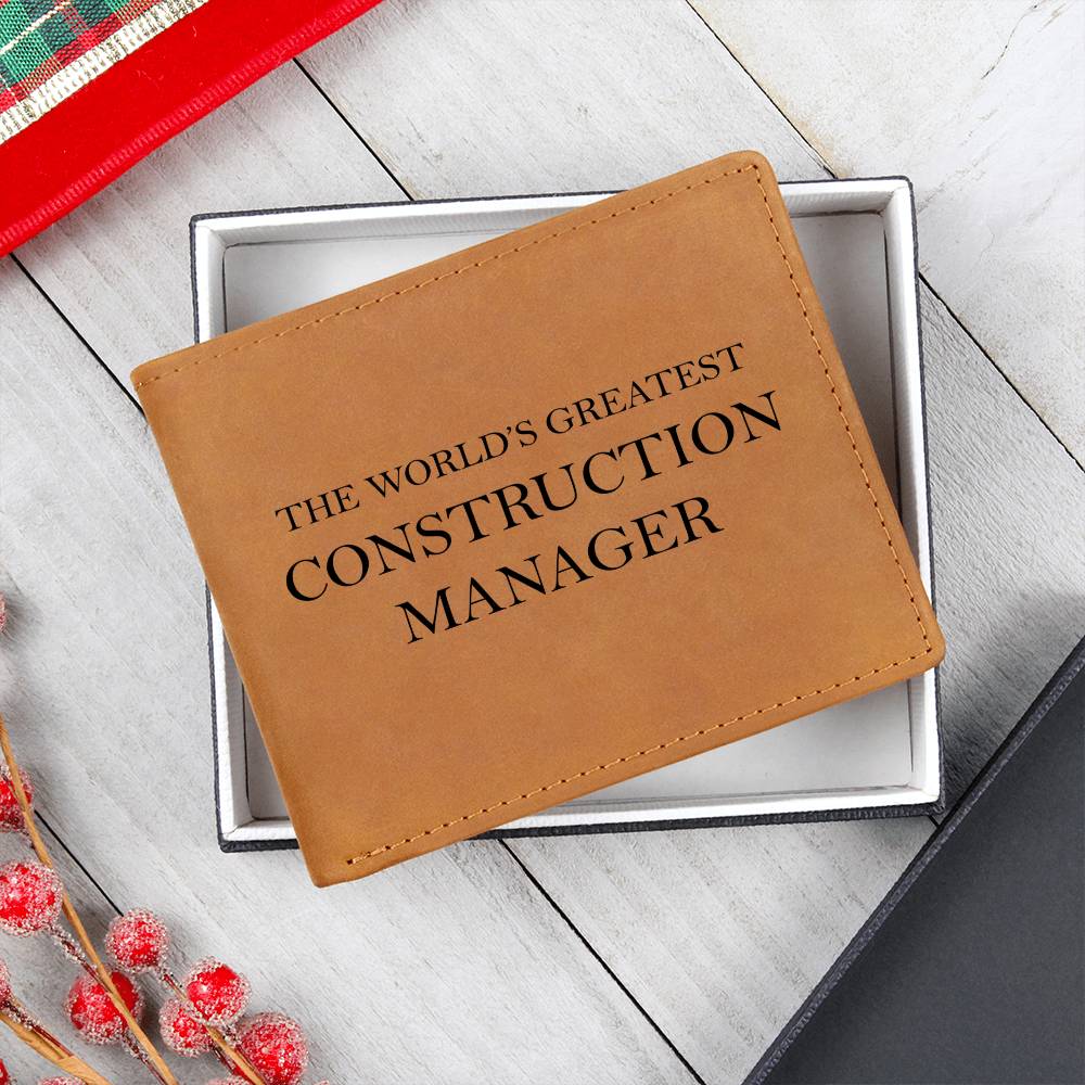 World's Greatest Construction Manager - Leather Wallet