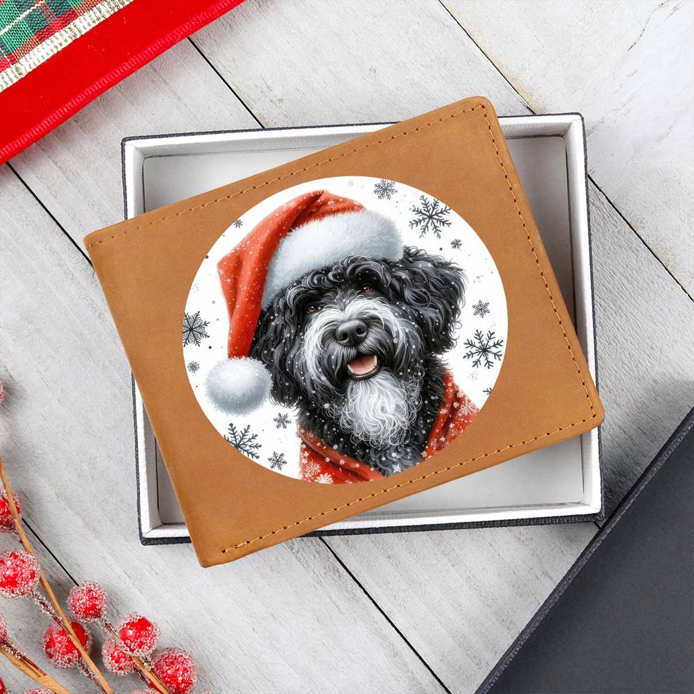 Christmas Dog - Portuguese Water - Leather Wallet