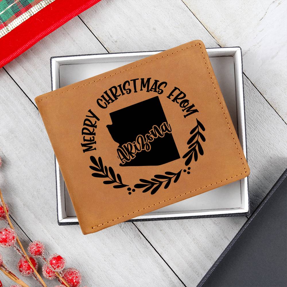 Merry Christmas From Arizona - Leather Wallet