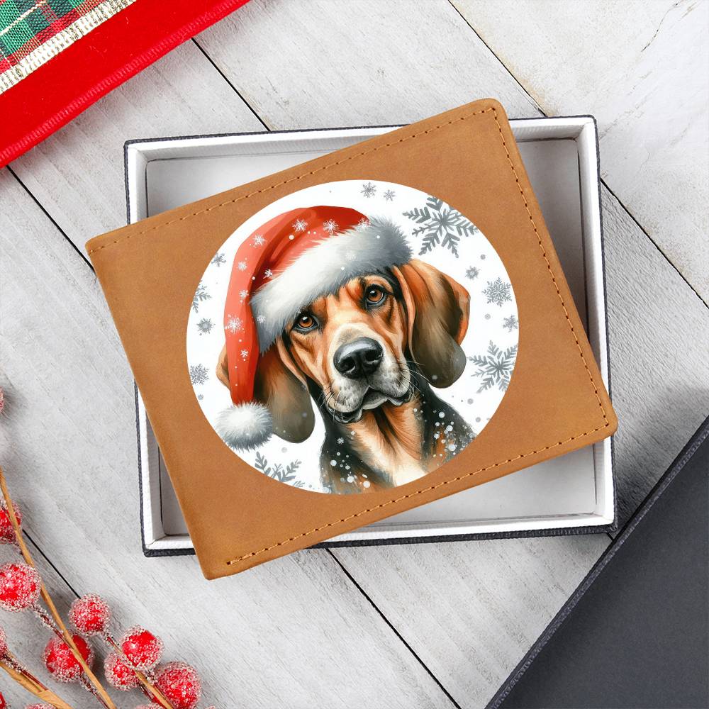 Christmas Dog - Plott Hound - Leather Wallet