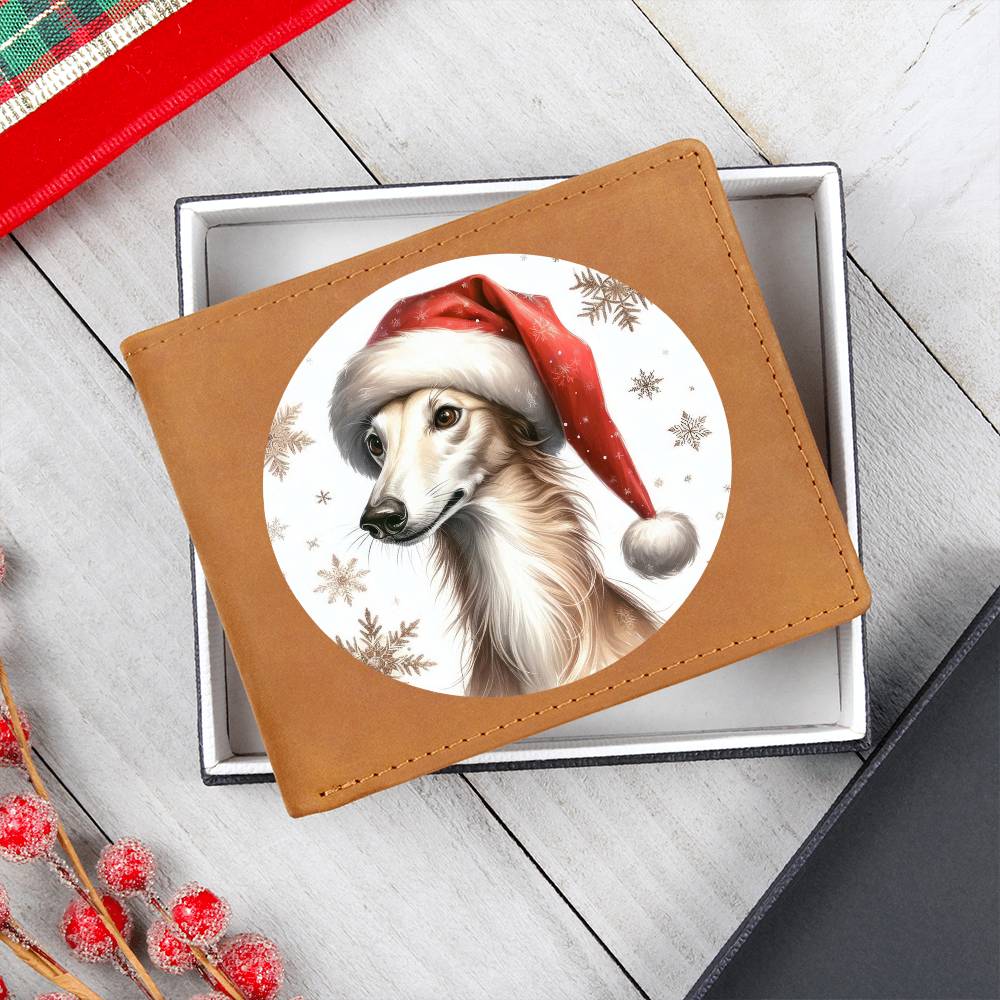 Christmas Dog - Greyhound - Leather Wallet