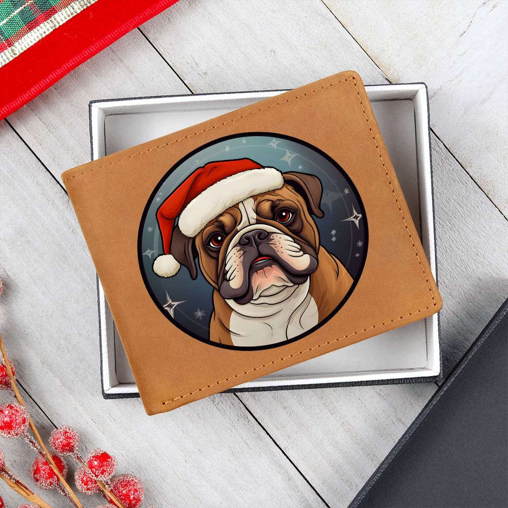 Dog Stained Glass Christmas Design 031 - Leather Wallet