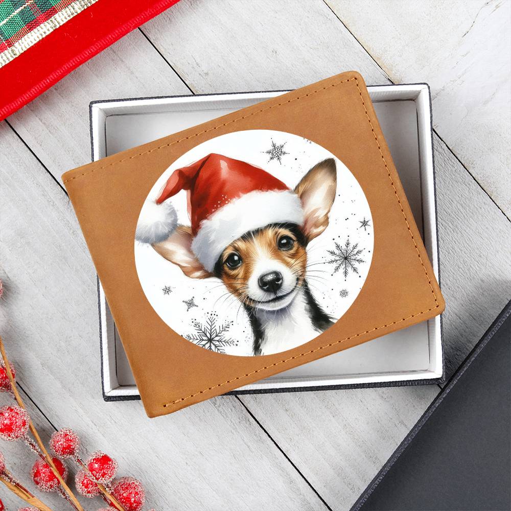 Christmas Dog - Rat Terrier - Leather Wallet