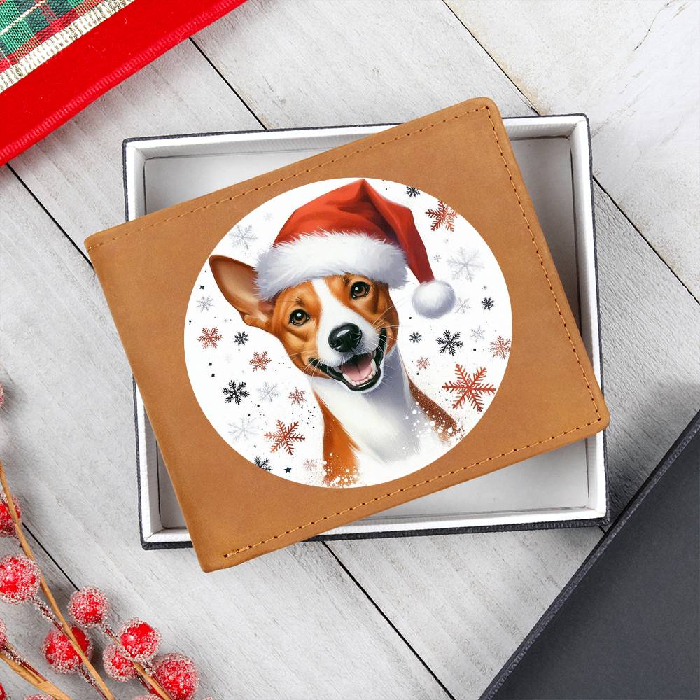 Christmas Dog - Basenji - Leather Wallet