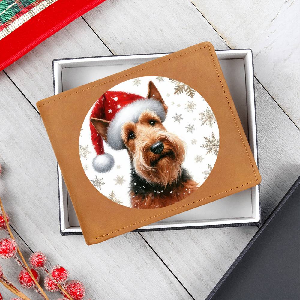 Christmas Dog - Irish Terrier - Leather Wallet