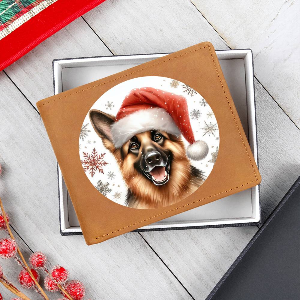 Christmas Dog - German Shepherd - Leather Wallet