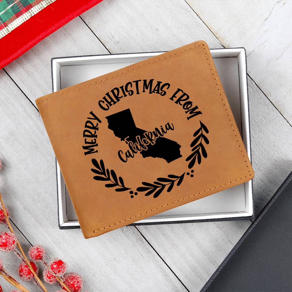 Merry Christmas From California - Leather Wallet