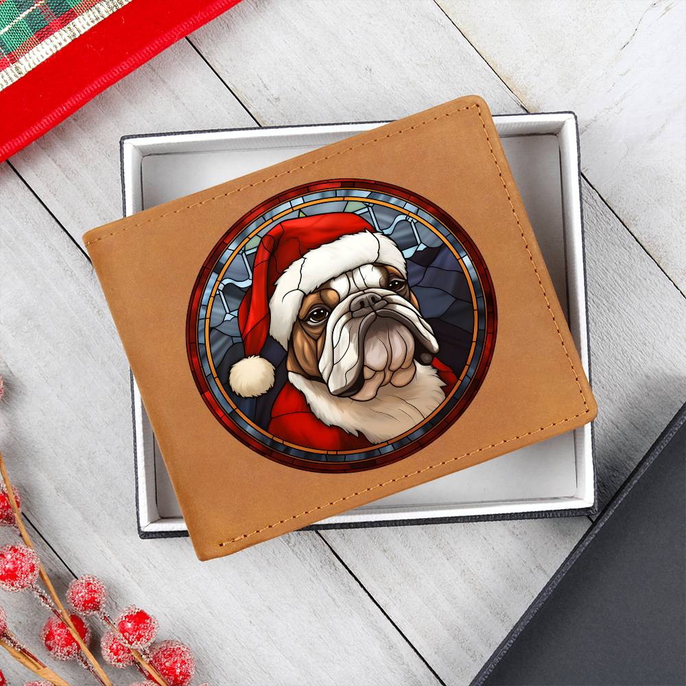 Dog Stained Glass Christmas Design 015 - Leather Wallet