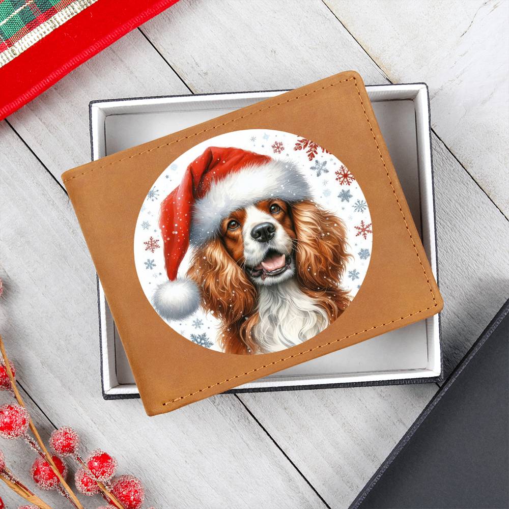 Christmas Dog - Welsh Springer Spaniel - Leather Wallet