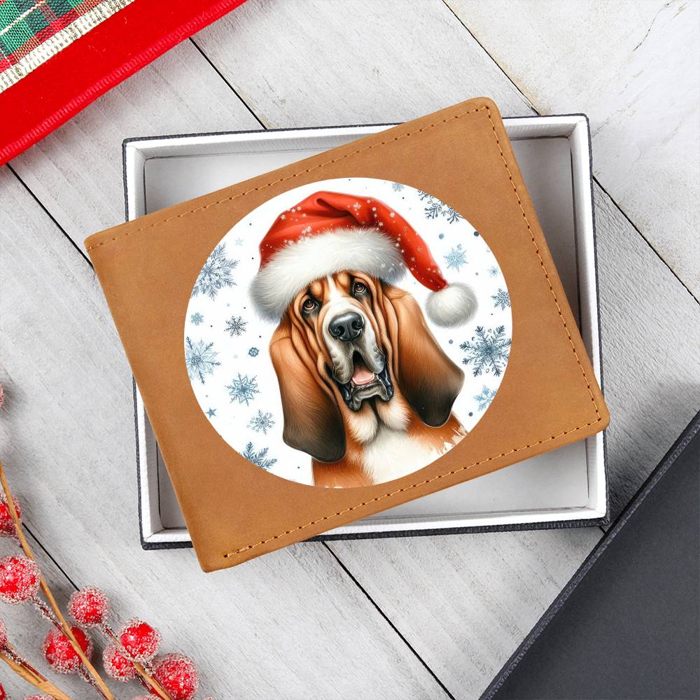 Christmas Dog - Bloodhound - Leather Wallet