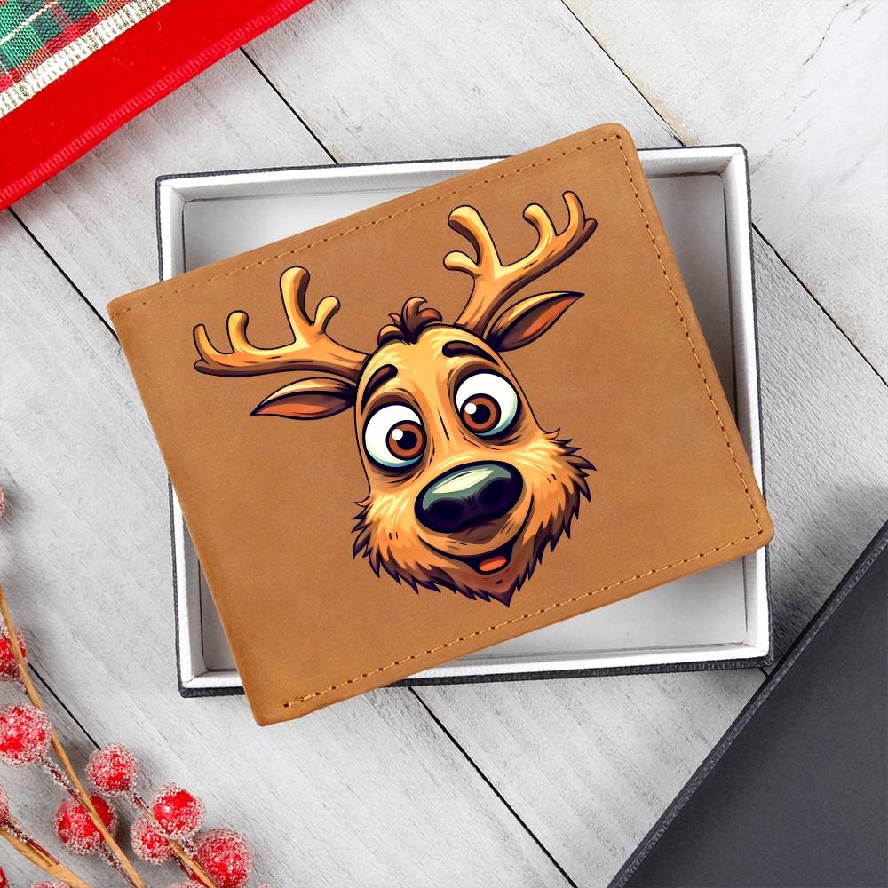 Funny Reindeer Face 12 - Leather Wallet