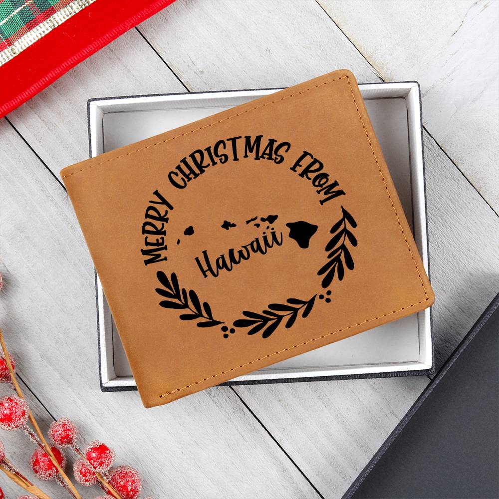 Merry Christmas From Hawaii - Leather Wallet