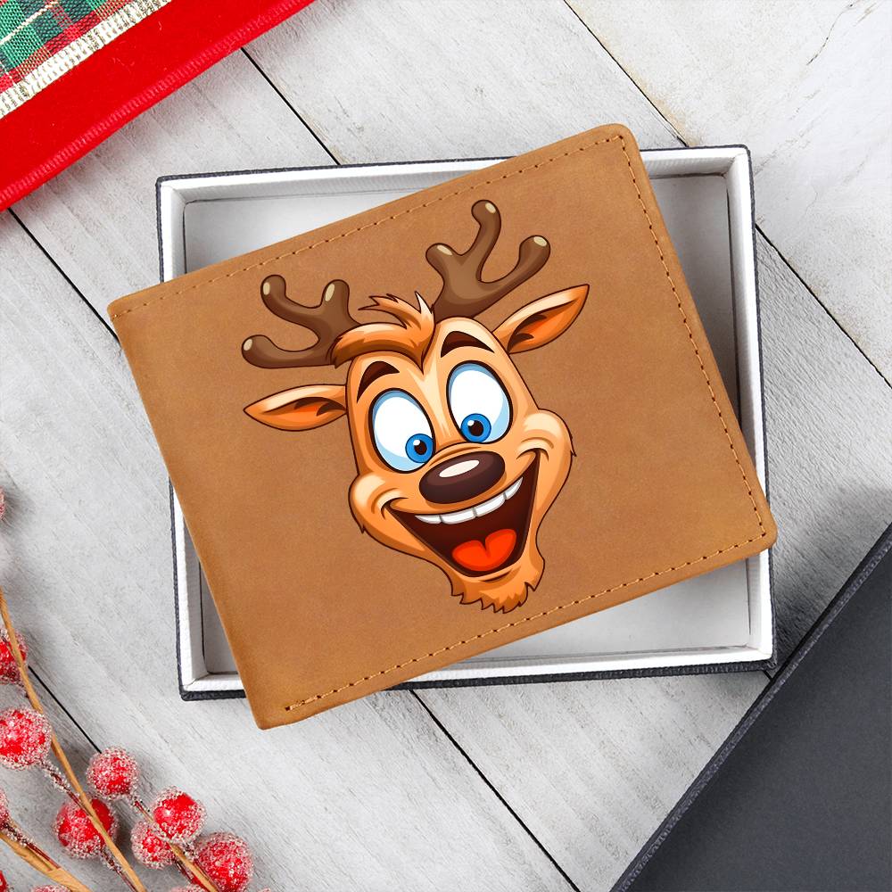 Funny Reindeer Face 04 - Leather Wallet