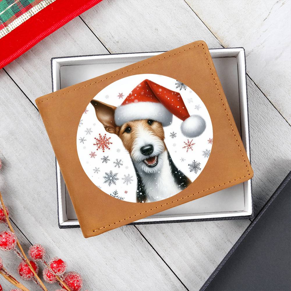 Christmas Dog - Smooth Fox Terrier - Leather Wallet