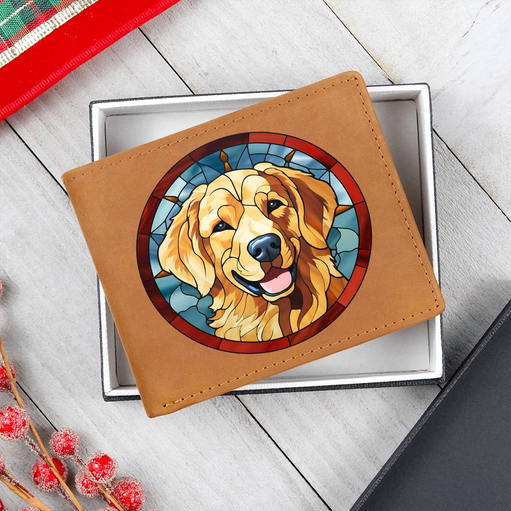 Dog Stained Glass Christmas Design 001 - Leather Wallet