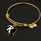 Initial R v3b - 18k Gold Finished Bangle Bracelet