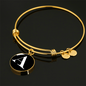 Initial A v3a - 18k Gold Finished Bangle Bracelet