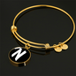 Initial N v3b - 18k Gold Finished Bangle Bracelet