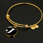 Initial J v3a - 18k Gold Finished Bangle Bracelet