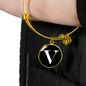 Initial V v3a - 18k Gold Finished Bangle Bracelet