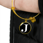 Initial J v3a - 18k Gold Finished Bangle Bracelet