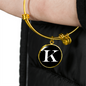 Initial K v3a - 18k Gold Finished Bangle Bracelet
