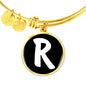 Initial R v3b - 18k Gold Finished Bangle Bracelet