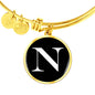 Initial N v3a - 18k Gold Finished Bangle Bracelet