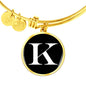 Initial K v3a - 18k Gold Finished Bangle Bracelet