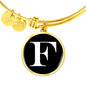 Initial F v3a - 18k Gold Finished Bangle Bracelet