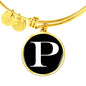 Initial P v3a - 18k Gold Finished Bangle Bracelet