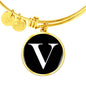 Initial V v3a - 18k Gold Finished Bangle Bracelet