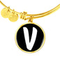 Initial V v3b - 18k Gold Finished Bangle Bracelet
