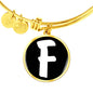 Initial F v3b - 18k Gold Finished Bangle Bracelet
