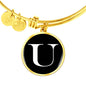 Initial U v3a - 18k Gold Finished Bangle Bracelet