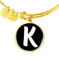 Initial K v3b - 18k Gold Finished Bangle Bracelet