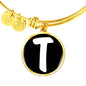 Initial T v3b - 18k Gold Finished Bangle Bracelet