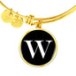 Initial W v3a - 18k Gold Finished Bangle Bracelet
