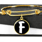 Initial F v3b - 18k Gold Finished Bangle Bracelet