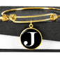 Initial J v3a - 18k Gold Finished Bangle Bracelet