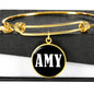 Amy v01w - 18k Gold Finished Bangle Bracelet