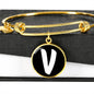 Initial V v3b - 18k Gold Finished Bangle Bracelet