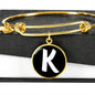 Initial K v3b - 18k Gold Finished Bangle Bracelet