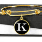 Initial K v3a - 18k Gold Finished Bangle Bracelet